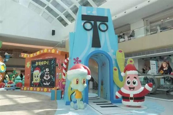 香港新港城海绵宝宝家族圣诞深海之旅美陈